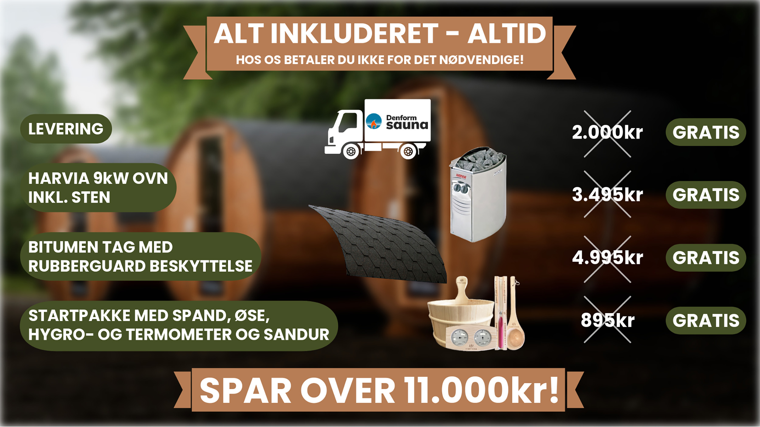Inkluderede features sauna